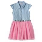 Girls 4-6x Nanette Heart Print Denim & Tulle Dress, Girl's, Size: 6x, Blue