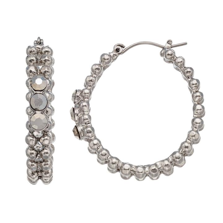 Simply Vera Vera Wang Bead Texture Hoop Earrings, Women's, Silver