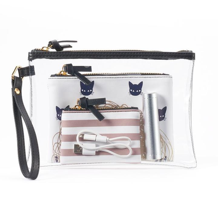 So&reg; 4-in-1 Phone Charging Wristlet, Pouch & Card Case Set, Women's, Silver
