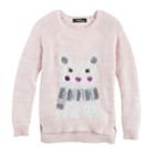 Girls 7-16 Sugar Rush Fuzzy Animal Applique Sweater, Size: Small, Light Pink
