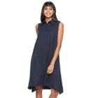 Women's Sharagano Solid A-line Shirtdress, Size: 10, Blue (navy)