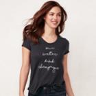 Women's Lc Lauren Conrad Slubbed Save Water Drink Champagne Graphic Tee, Size: Large, Dark Grey