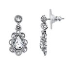 Downton Abbey Simulated Crystal Teardrop Earrings, Women's, White