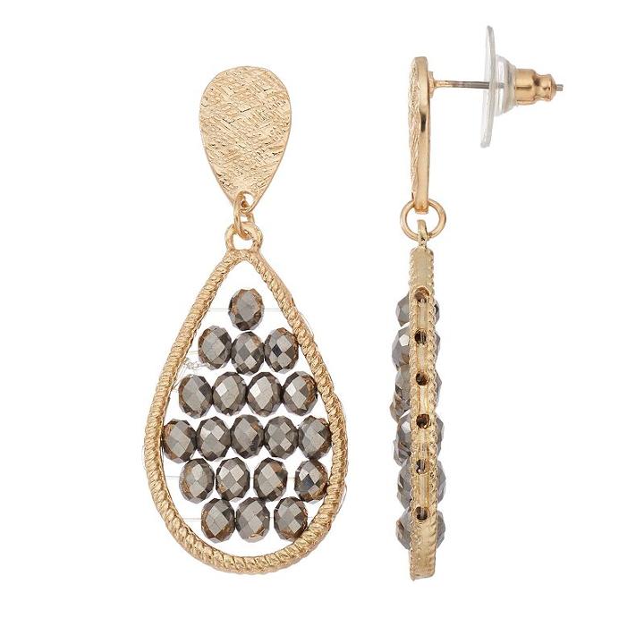 Apt. 9&reg; Beaded Teardrop Earrings, Women's, Gold