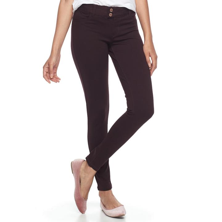 Juniors' Rewind Ponte Skinny Pants, Teens, Size: Medium, Drk Purple
