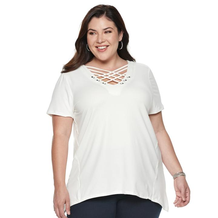 Plus Size French Laundry Crisscross Grommet Top, Women's, Size: 3xl, White
