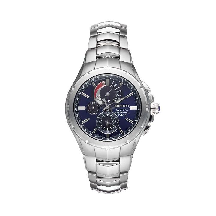 Seiko Men's Coutura Stainless Steel Solar Chronograph Watch - Ssc375, Size: Large, Silver