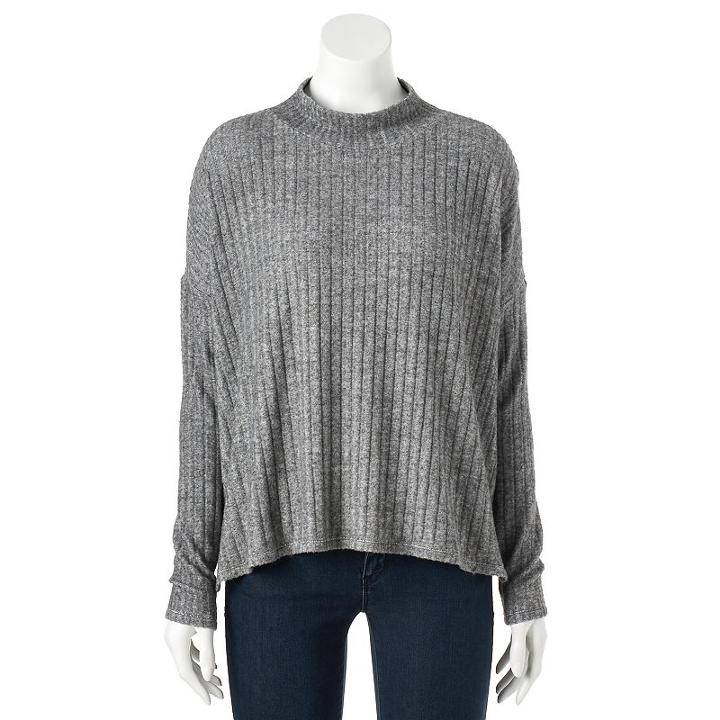 Women's Juicy Couture Ribbed Mockneck Sweater, Size: Xs, Med Grey