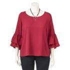 Juniors' Plus Size Iz Byer California Ruffle Sleeve Top, Teens, Size: 1xl, Purple Oth