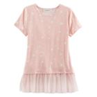 Girls 7-16 & Plus Size Cloud Chaser Tulle Hem Patterned Tee, Size: L Plus, Pink Other