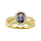 14k Gold Over Silver Mystic Fire Topaz & Lab-created White Sapphire Twist Ring, Women's, Size: 6, Purple