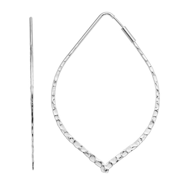 Dana Buchman Silver Tone Hammered Marquise Earrings, Women's