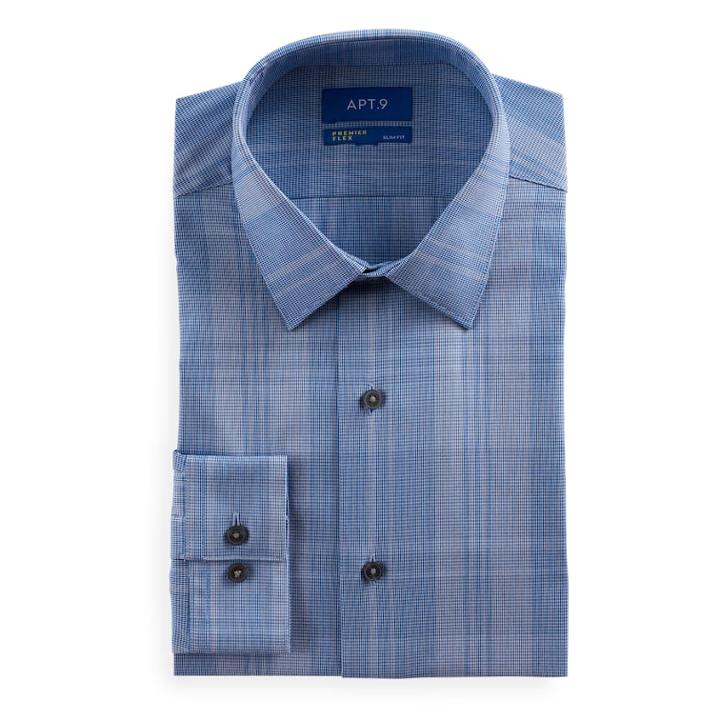 Men's Apt. 9&reg; Slim-fit Flex Collar Dress Shirt, Size: 15-32/33, Blue (navy)