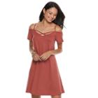 Juniors' Mudd&reg; Strappy Off-the-shoulder Fit & Flare Dress, Teens, Size: Medium, Red