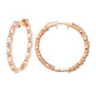 14k Rose Gold Over Silver Morganite & White Zircon Inside Out Hoop Earrings, Women's, Pink