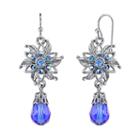 1928 Bead Flower Drop Earrings, Women's, Blue