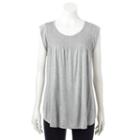 Women's Olivia Sky Smocked Tee, Size: Large, Light Grey