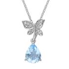 Laura Ashley Sterling Silver Blue Topaz & White Sapphire Dragonfly Pendant Necklace, Women's, Size: 18