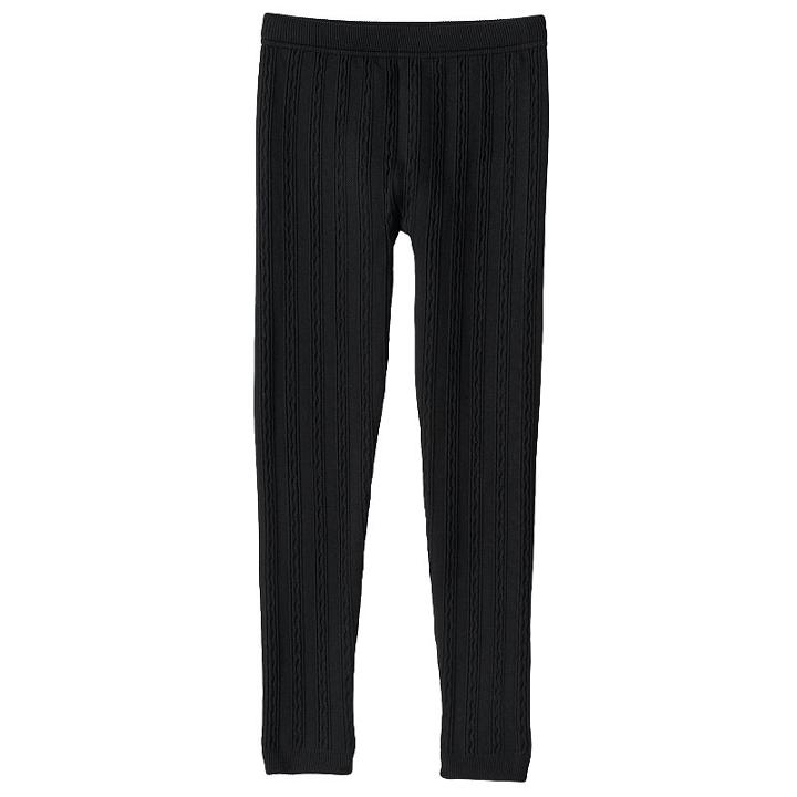 Girls 7-16 Cable-knit Fleece-lined Leggings, Size: S-m, Black