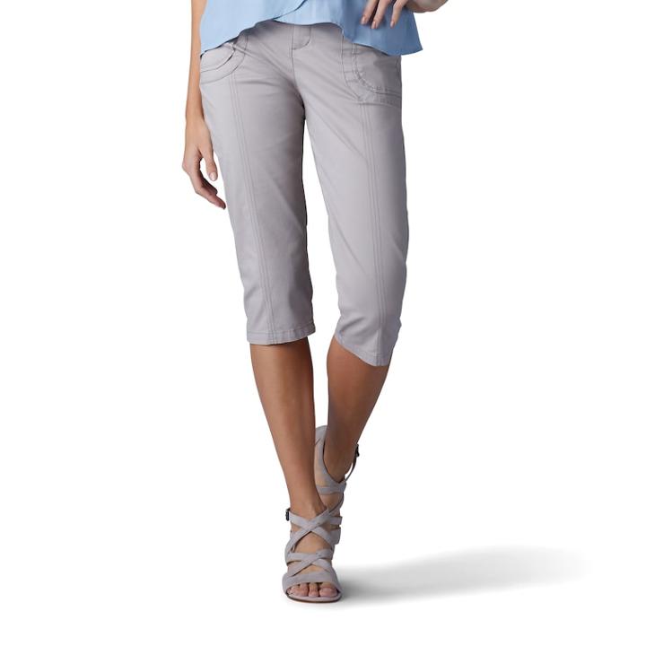Petite Lee Lyric Twill Skimmer Capris, Women's, Size: 14 Petite, Light Grey