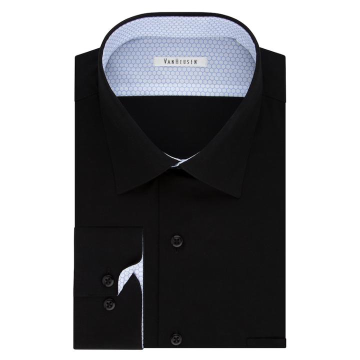 Men's Van Heusen Air Regular-fit Stretch Dress Shirt, Size: 16-32/33, Black