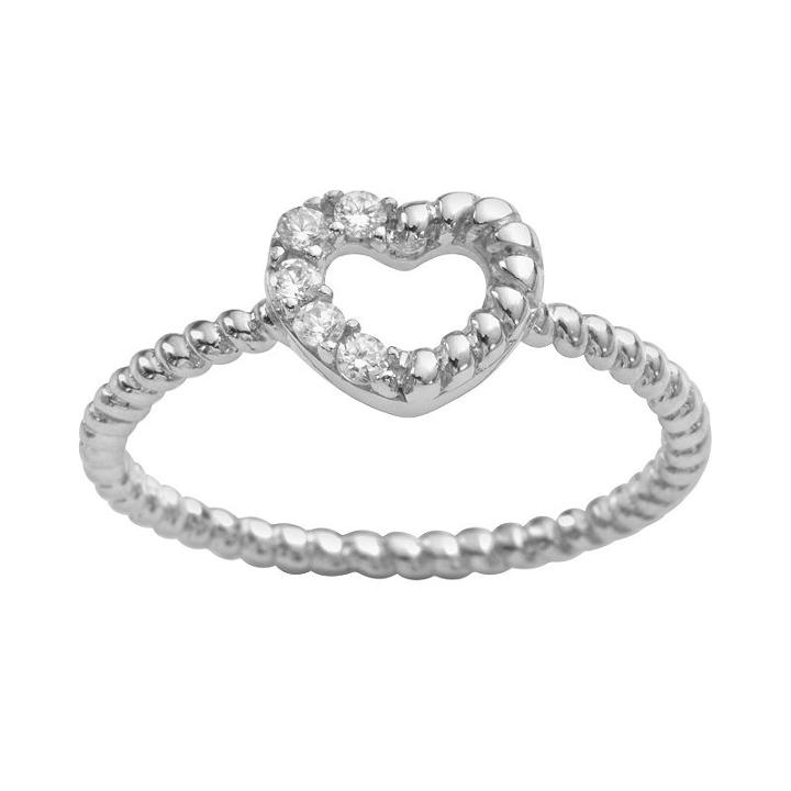 Sophie Miller Sterling Silver Cubic Zirconia Twist Heart Ring, Women's, Size: 6, White