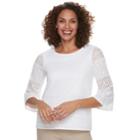 Women's Dana Buchman Lace Bell-sleeve Top, Size: Medium, White
