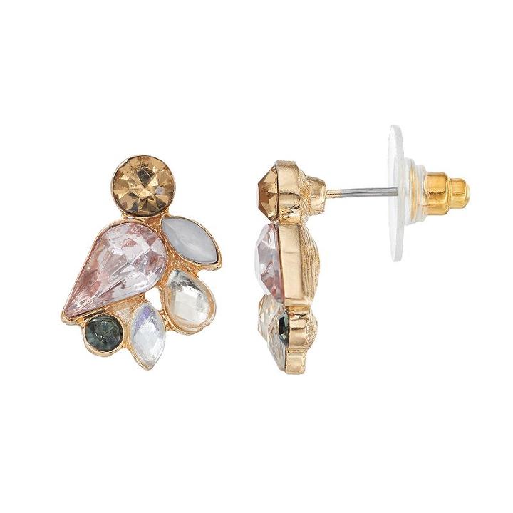 Lc Lauren Conrad Faceted Stone Cluster Nickel Free Earrings, Women's, Multicolor