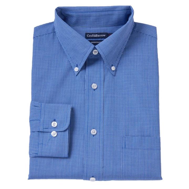 Men's Croft & Barrow&reg; Slim-fit Easy Care Spread-collar Dress Shirt, Size: 17-32/33, Blue (navy)