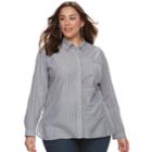 Plus Size Sonoma Goods For Life&trade; Poplin Button-down Shirt, Women's, Size: 1xl, Dark Blue