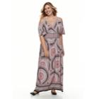 Plus Size Suite 7 Cold-shoulder Printed Maxi Dress, Women's, Size: 3xl, Black