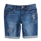 Girls 7-16 So&reg; Cuffed Bermuda Jean Shorts, Size: 10, Blue