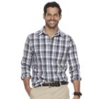 Men's Sonoma Goods For Life&trade; Modern-fit Checked Stretch Poplin Button-down Shirt, Size: Large, Natural