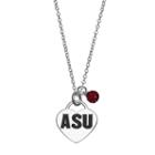 Fiora Sterling Silver Arizona State Sun Devils Heart Pendant Necklace, Women's, Size: 18, Red