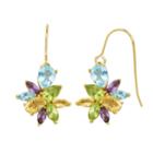 Gemstone 18k Gold Over Silver Cluster Drop Earrings, Women's, Multicolor
