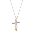 10k Gold 1/4-ct. T.w. Diamond Wave Cross Pendant, Women's, White