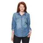 Juniors' Plus Size Mudd&reg; Shirttail Denim Shirt, Girl's, Size: 2xl, Med Blue