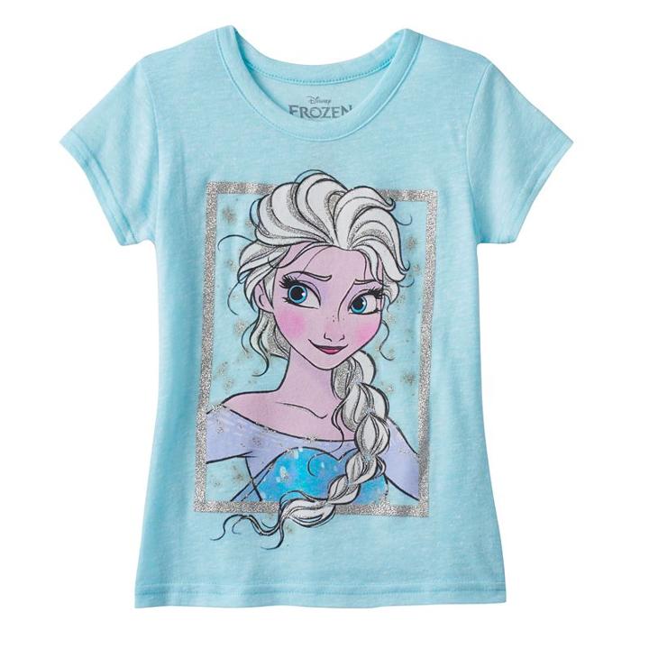 Disney's Frozen Girls 4-7 Elsa Glitter Tee, Girl's, Size: 7, Lt Green