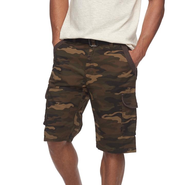 Men's Rawx Regular-fit Belted Cargo Shorts, Size: 32, Med Brown