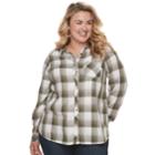 Plus Size Sonoma Goods For Life&trade; High-low Plaid Shirt, Women's, Size: 1xl, Dark Green