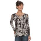 Women's Rock & Republic&reg; Lattice-shoulder Tee, Size: Small, Grey