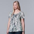 Plus Size Simply Vera Vera Wang Printed V-neck Tee, Women's, Size: 3xl, Grey