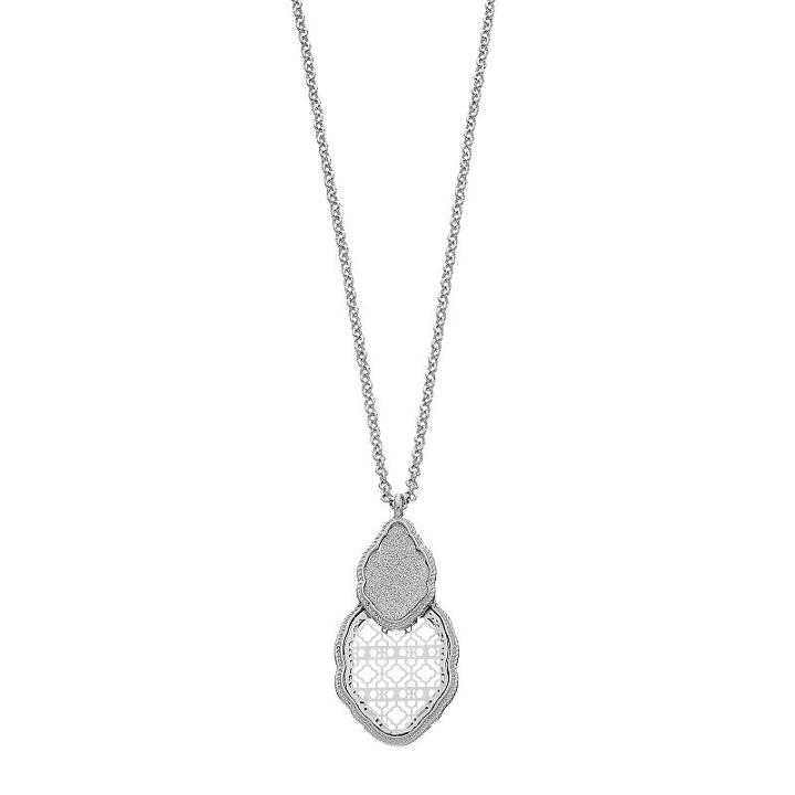 Long Glittery Quatrefoil Pendant Necklace, Women's, Multicolor