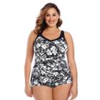 Plus Size Upstream Tummy Slimmer Shirred One-piece Swimsuit, Women's, Size: 22 W, Oxford