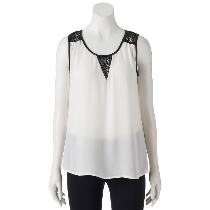 Women's Harve Benard Georgette High-low Top, Size: Large, White Oth