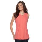 Women's Dana Buchman Pleated Sleeveless Blouse, Size: Medium, Lt Orange
