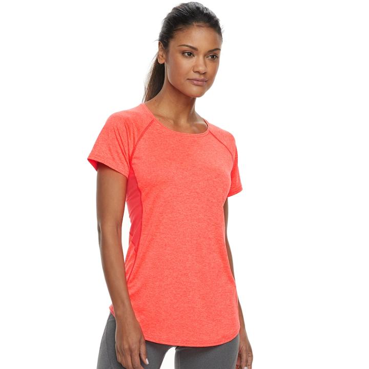 Women's Tek Gear&reg; Mesh Back Base Layer Tee, Size: Medium, Med Orange