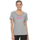 Women's Nike Swoosh Short Sleeve Graphic Tee, Size: Medium, Grey