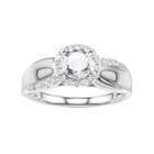 Diamonluxe Sterling Silver 2 Carat T.w. Simulated Diamond Halo Engagement Ring, Women's, Size: 6, White