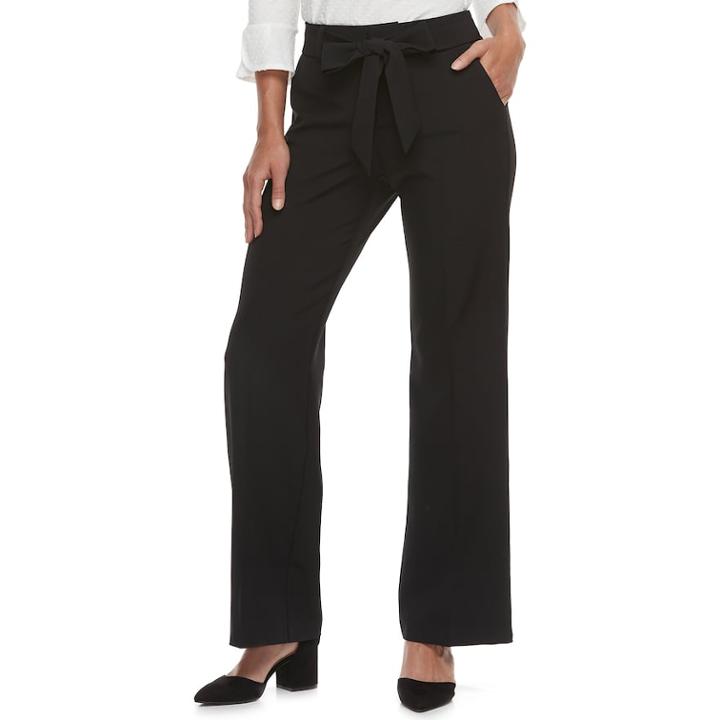 Women's Elle™ Wide-leg Twill Pants, Size: Xl, Black
